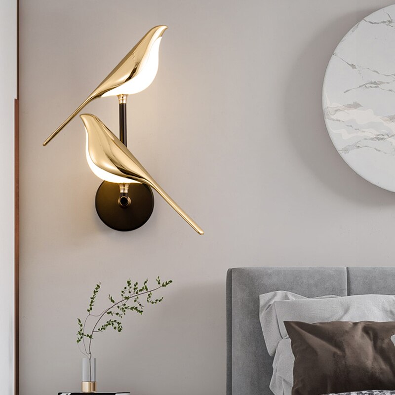 Lámpara de pared decorativa moderna LED con forma de pájaro