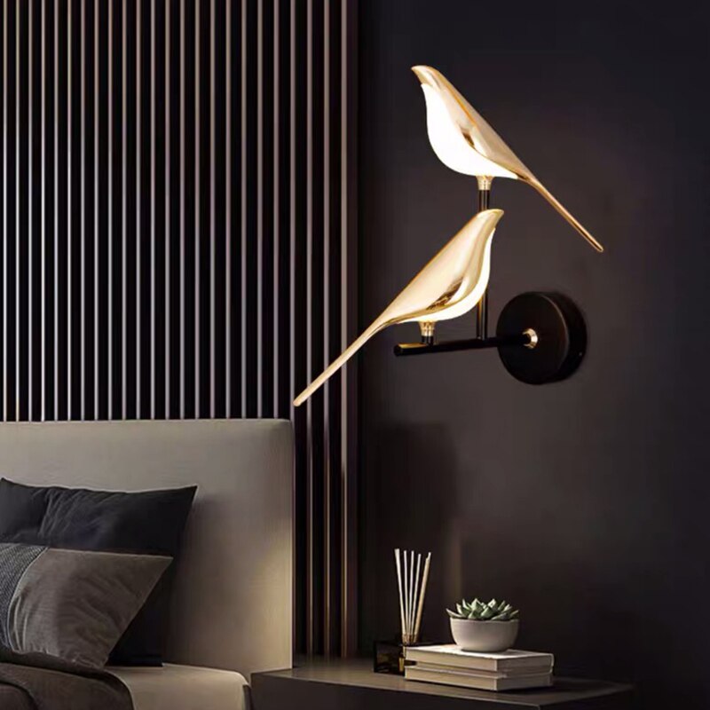 Lámpara de pared decorativa moderna LED con forma de pájaro