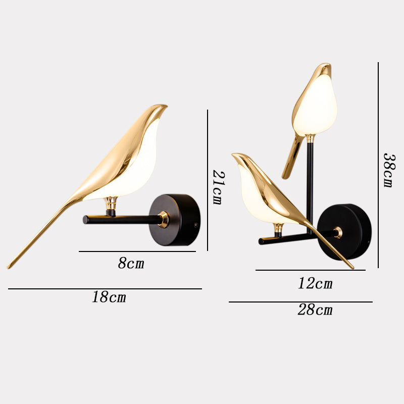Lámpara de pared decorativa moderna LED con forma de pájaro