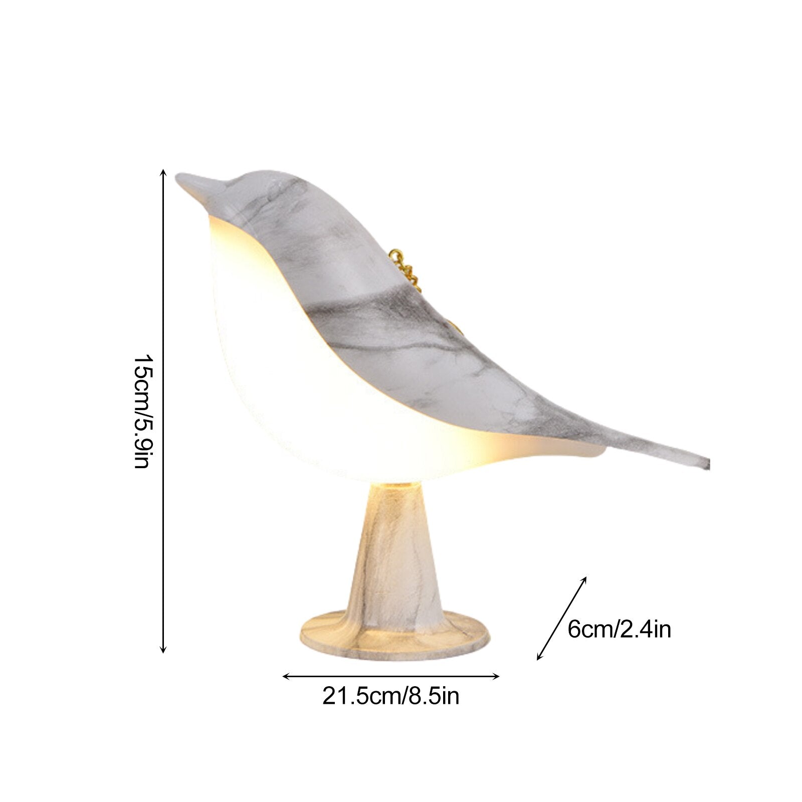 Nowoczesna drewniana lampa stołowa LED z motywem ptaka