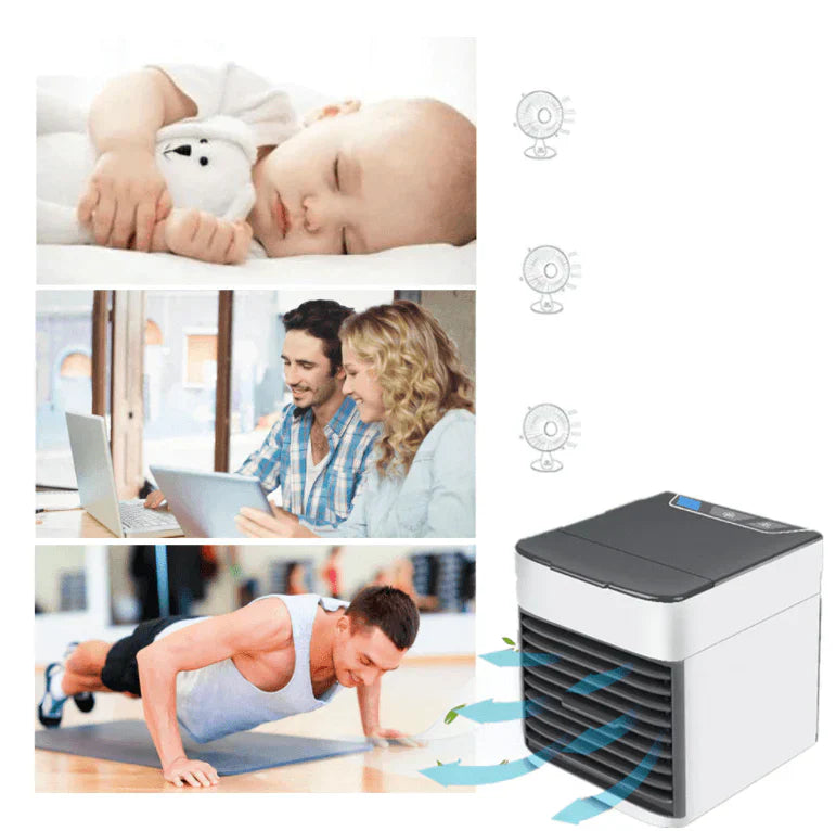 Ventilador portátil enfriador de aire con luz purificadora