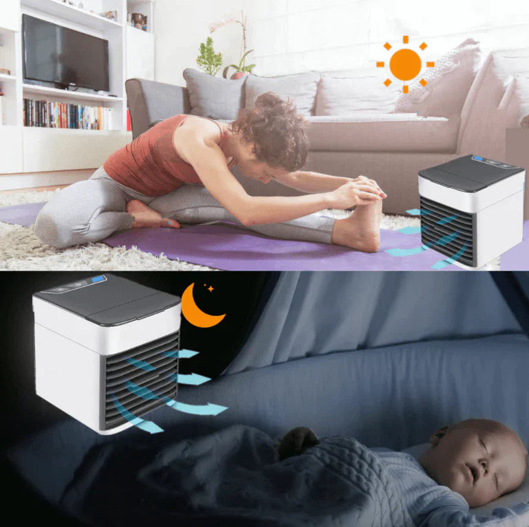 Ventilador portátil enfriador de aire con luz purificadora
