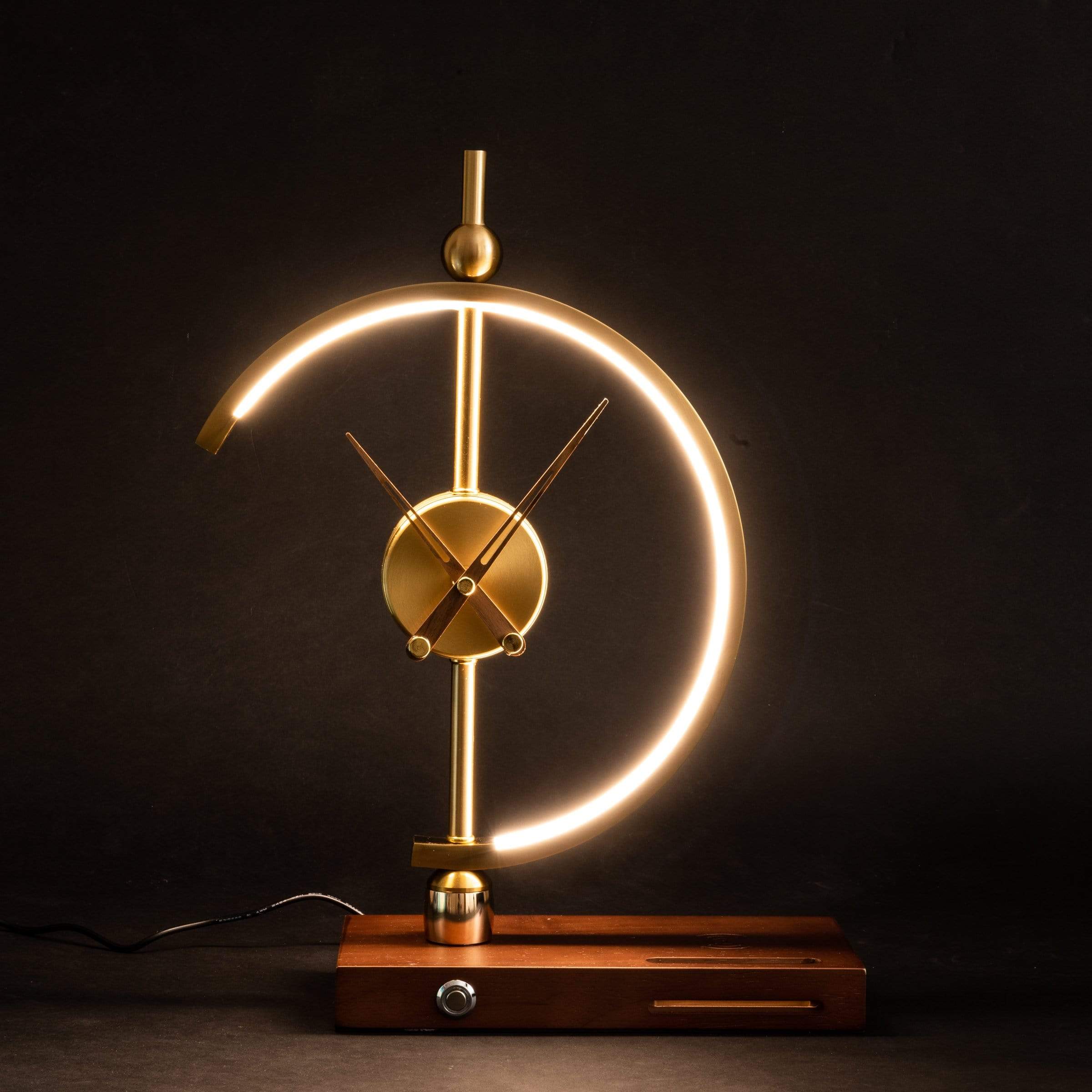Lámpara de escritorio LED Reloj Carga inalámbrica Madera