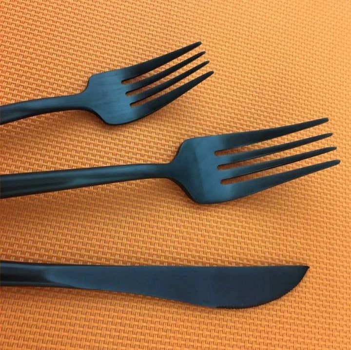 Juego de cubiertos negro de acero inoxidable para comedor