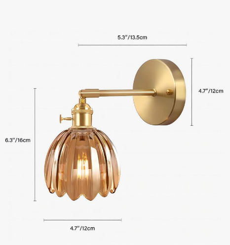 Wall Light Vintage Glass Brass Sconce
