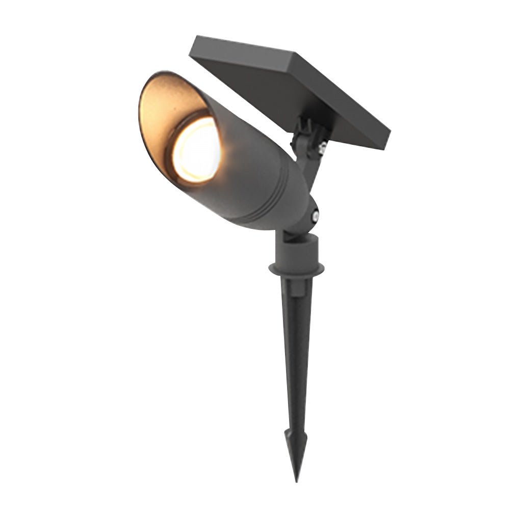 Foco LED solar para jardín, color negro
