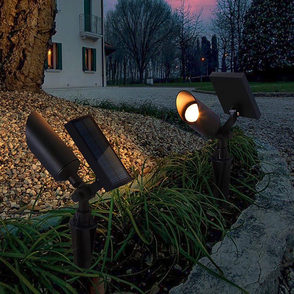 Foco LED solar para jardín, color negro