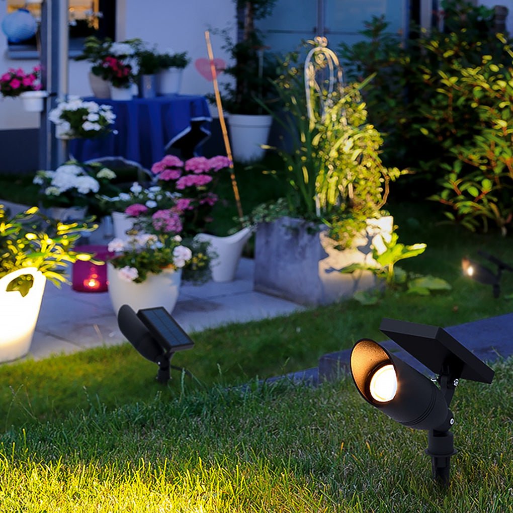 Foco LED solar para jardín, color negro