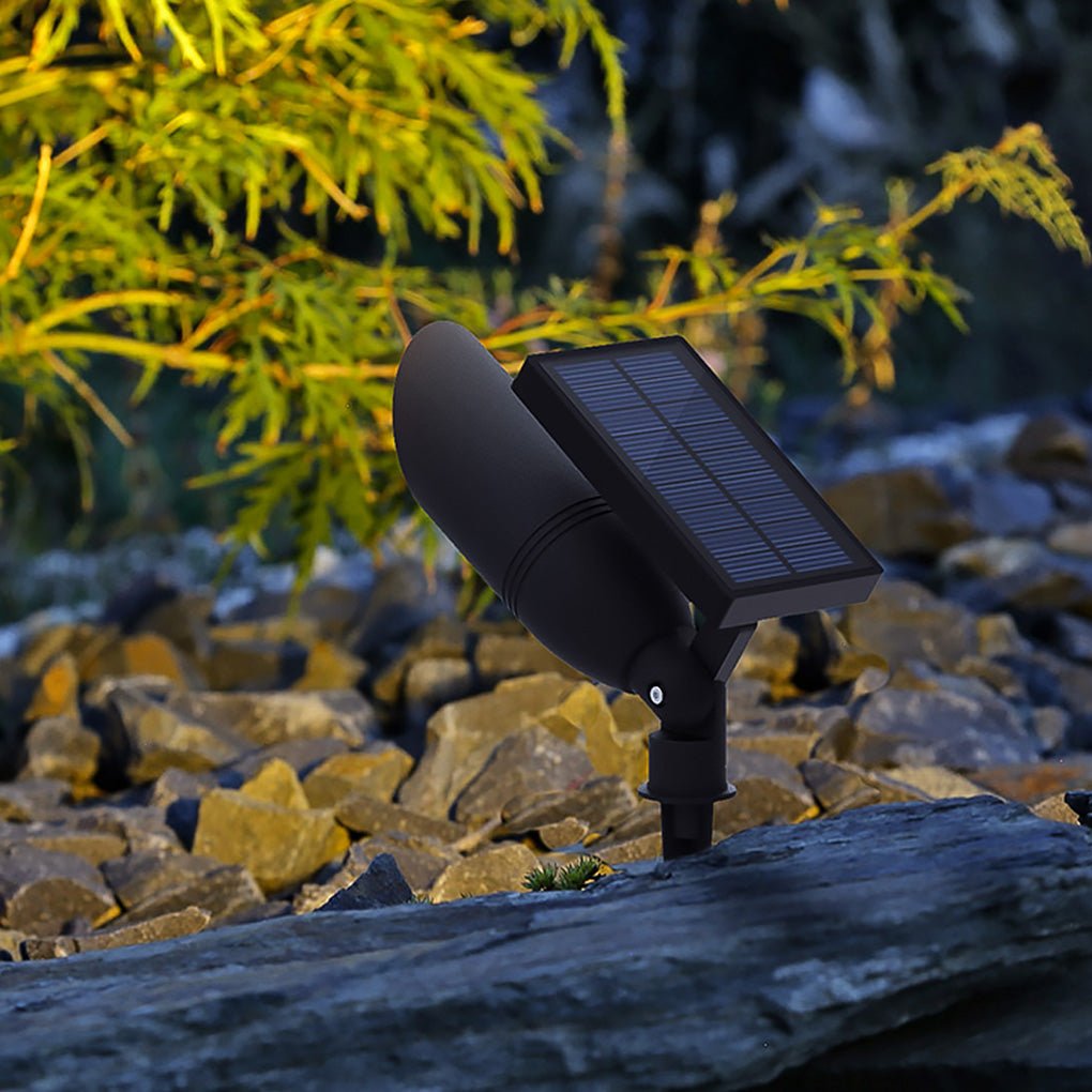Foco LED solar para jardín, color negro