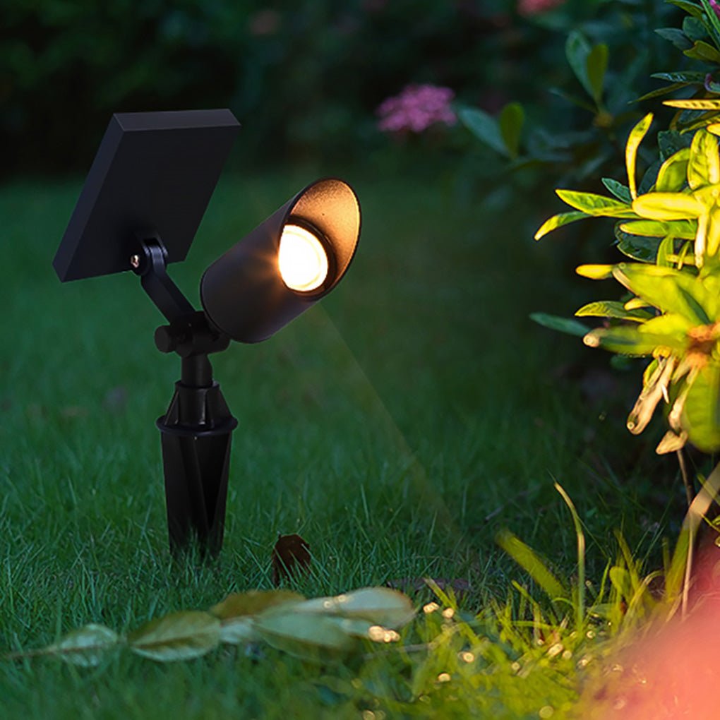 Foco LED solar para jardín, color negro