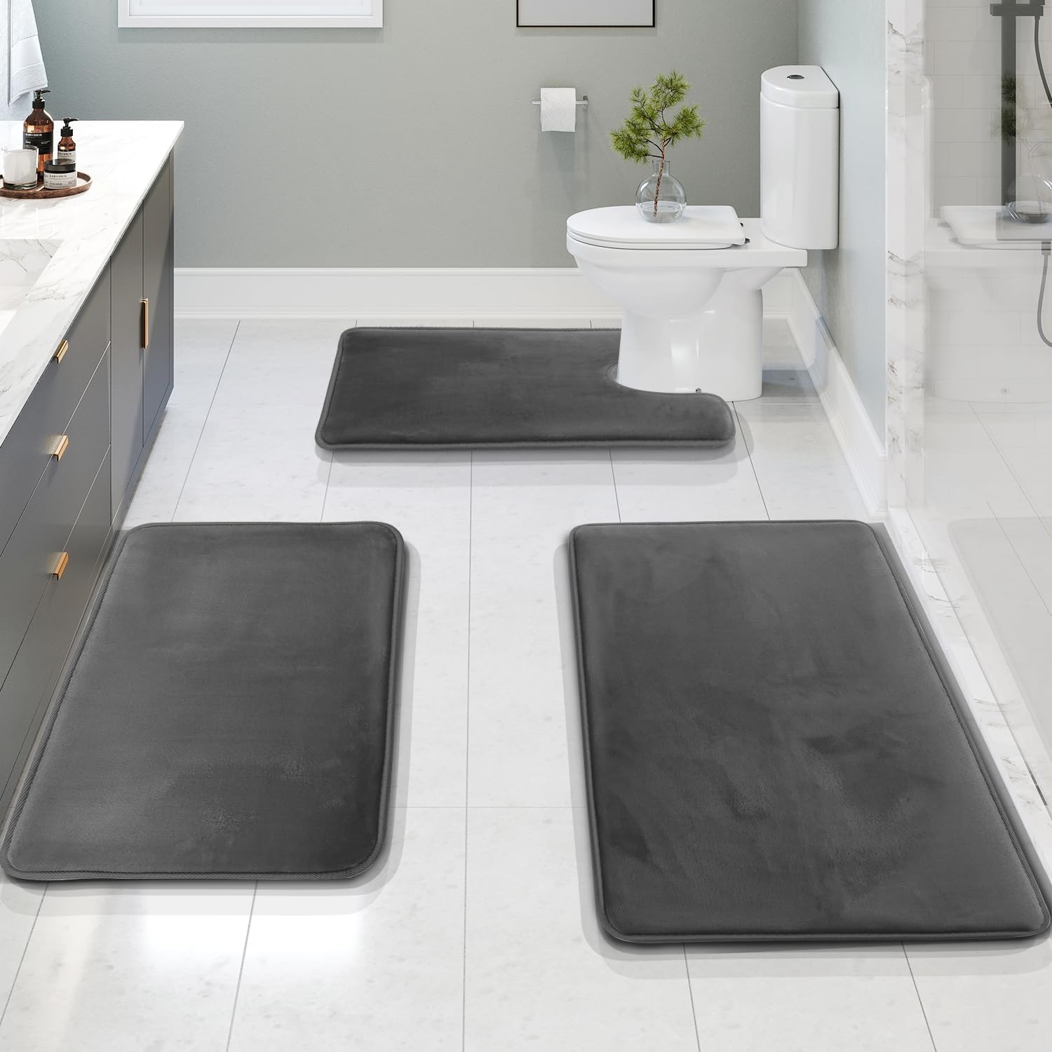 Juego de alfombrillas de baño antideslizantes de espuma viscoelástica