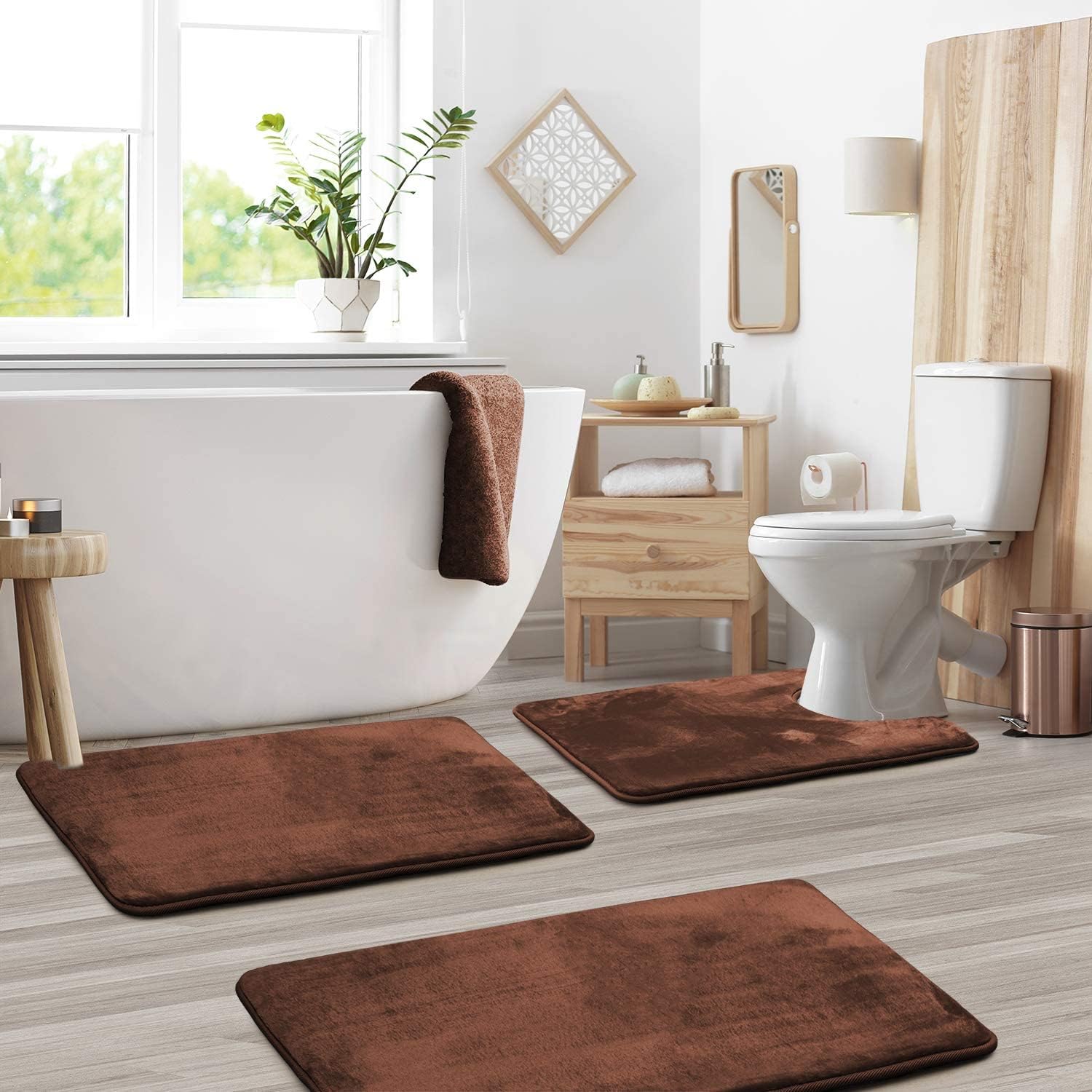 Juego de alfombrillas de baño antideslizantes de espuma viscoelástica