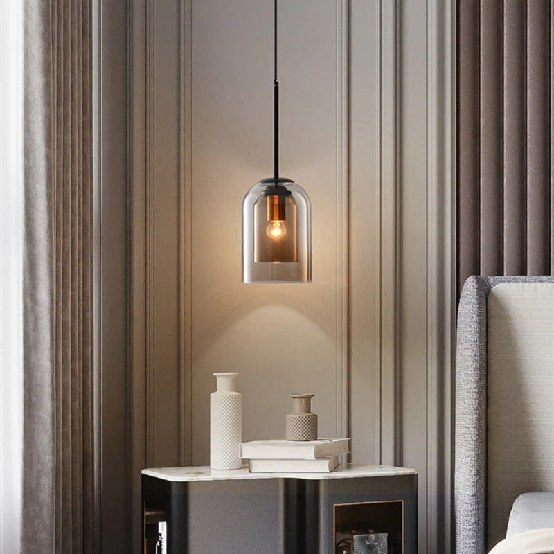 Lampada a sospensione moderna con paralume in vetro