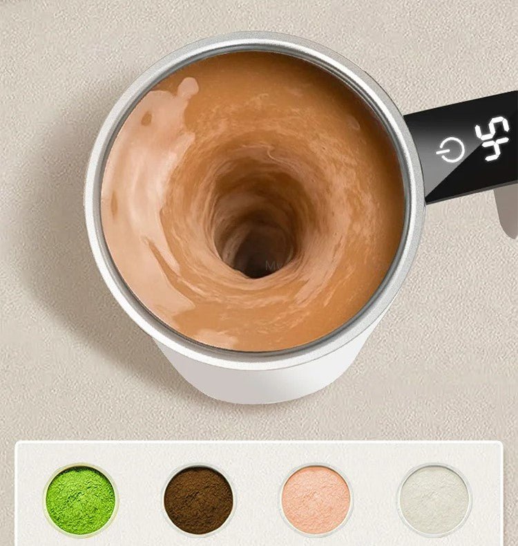 Taza de café auto agitable con pantalla de temperatura