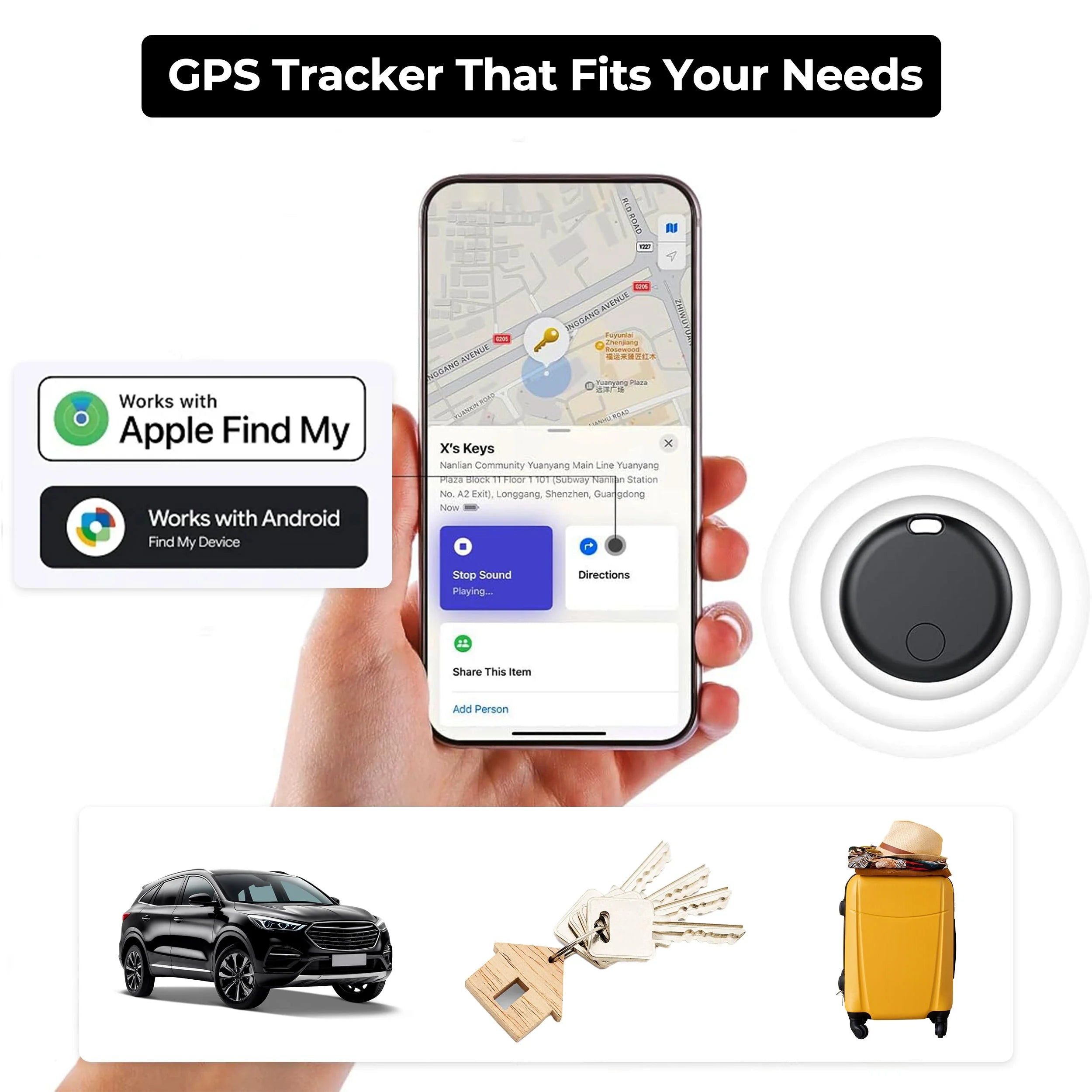 Bluetooth GPS Tracker Key Finder Device