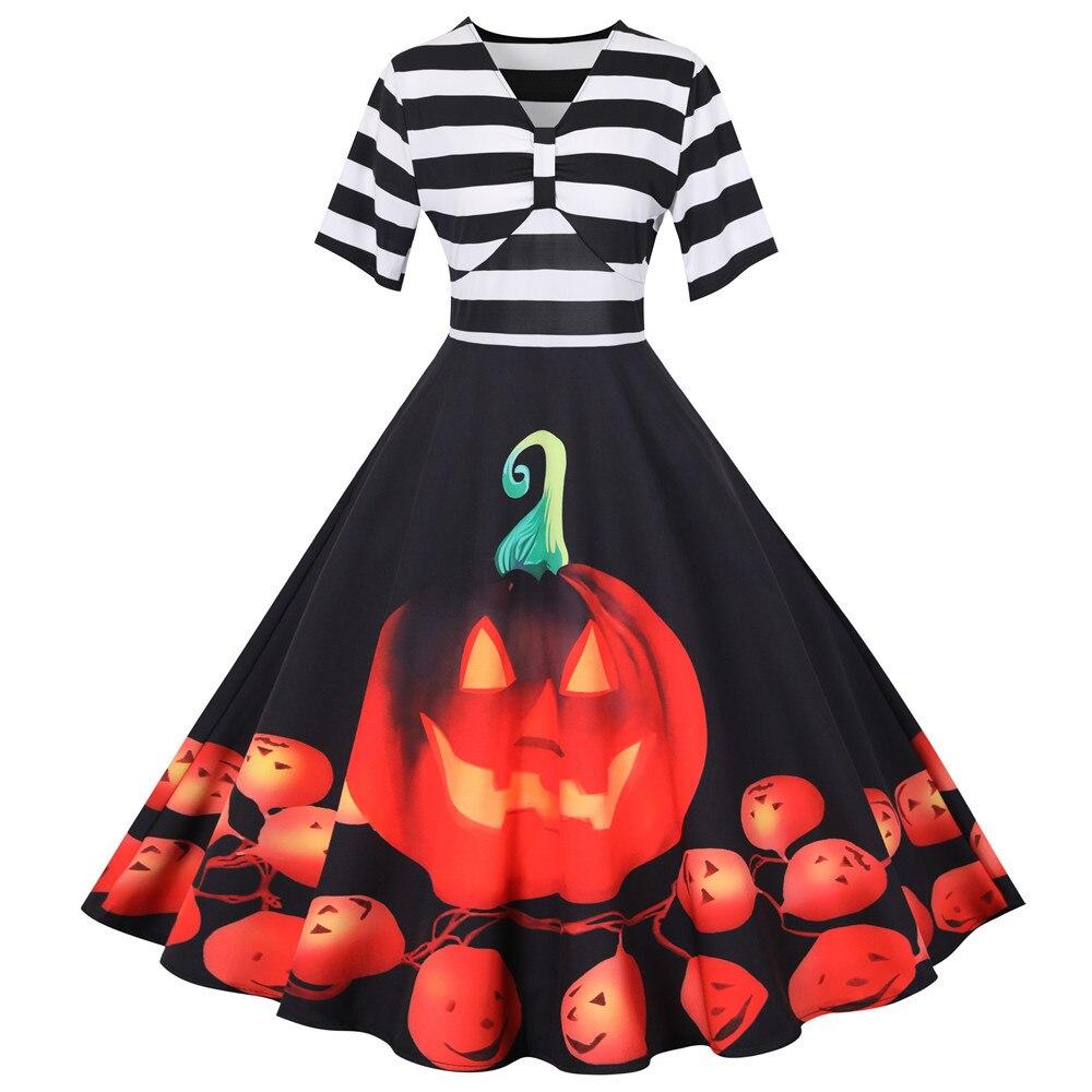 Disfraz de Halloween | Vestido midi acampanado a rayas