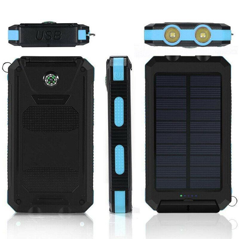 Solar Power Bank Waterproof USB Charger Torch