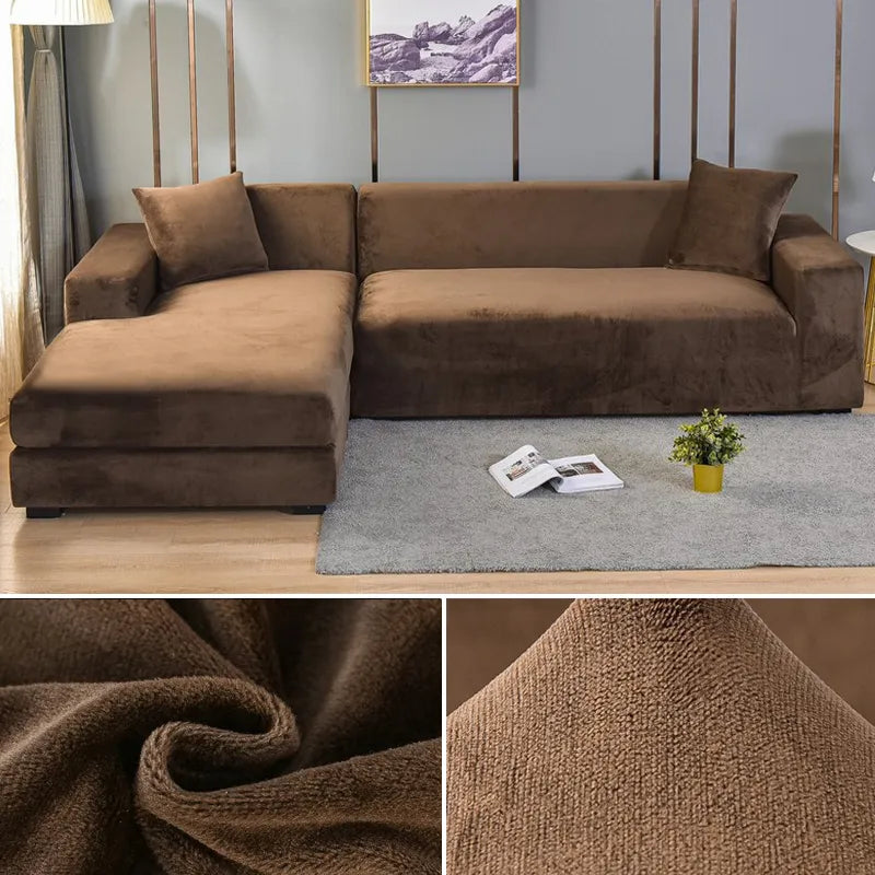 Housse de canapé en velours extensible lavable protectrice
