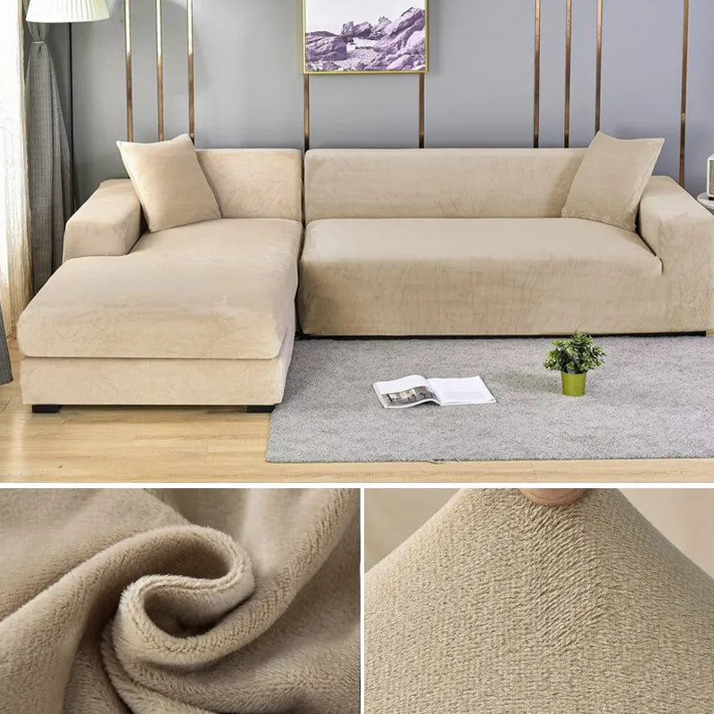 Housse de canapé en velours extensible lavable protectrice