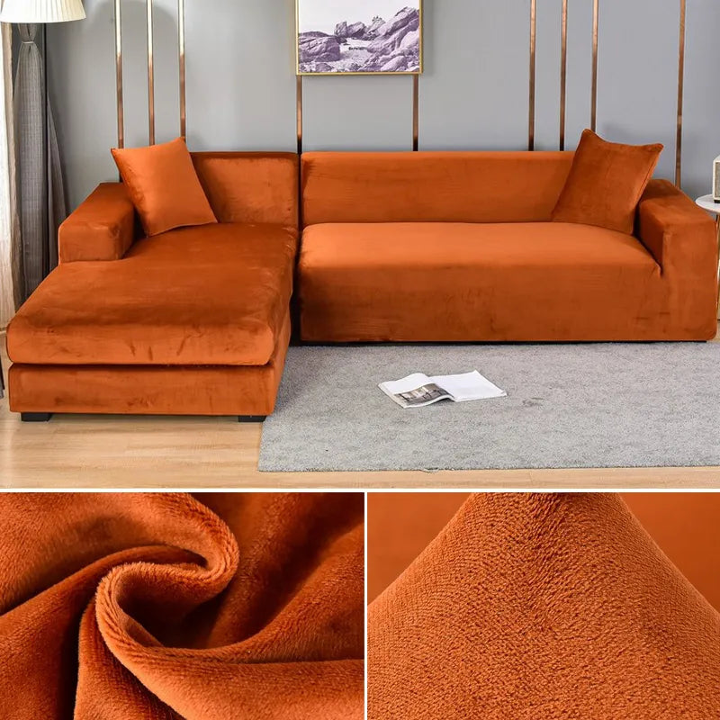 Housse de canapé en velours extensible lavable protectrice