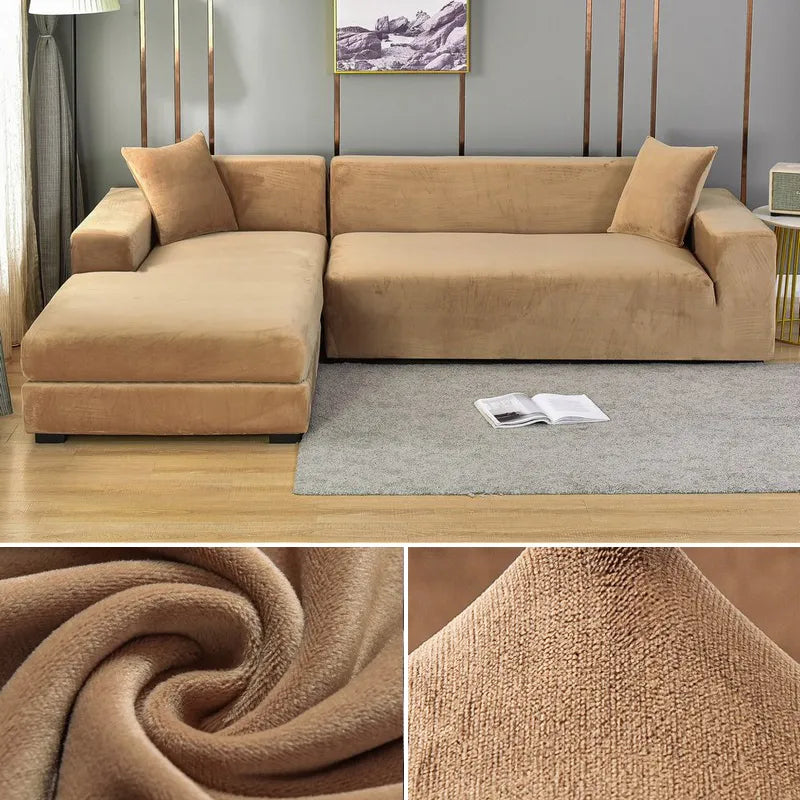 Housse de canapé en velours extensible lavable protectrice