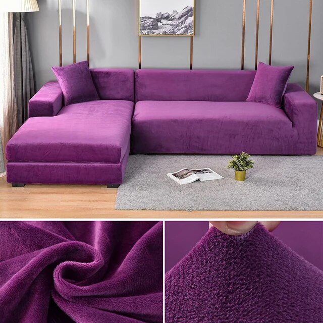 Housse de canapé en velours extensible lavable protectrice
