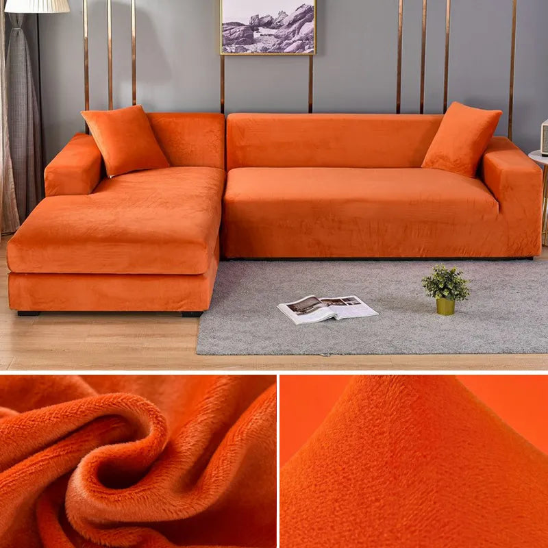 Housse de canapé en velours extensible lavable protectrice