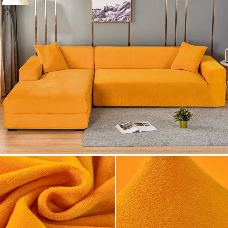 Housse de canapé en velours extensible lavable protectrice