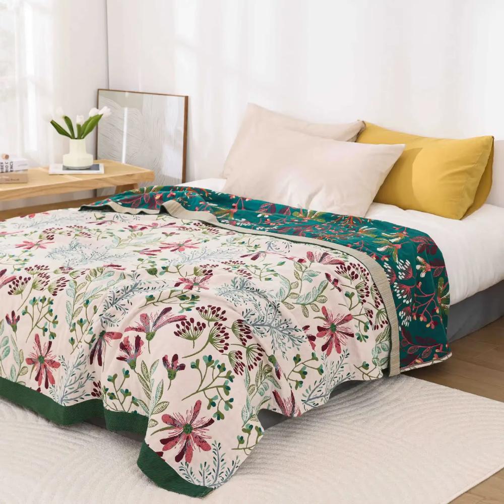 Coperta floreale di cotone morbida e leggera