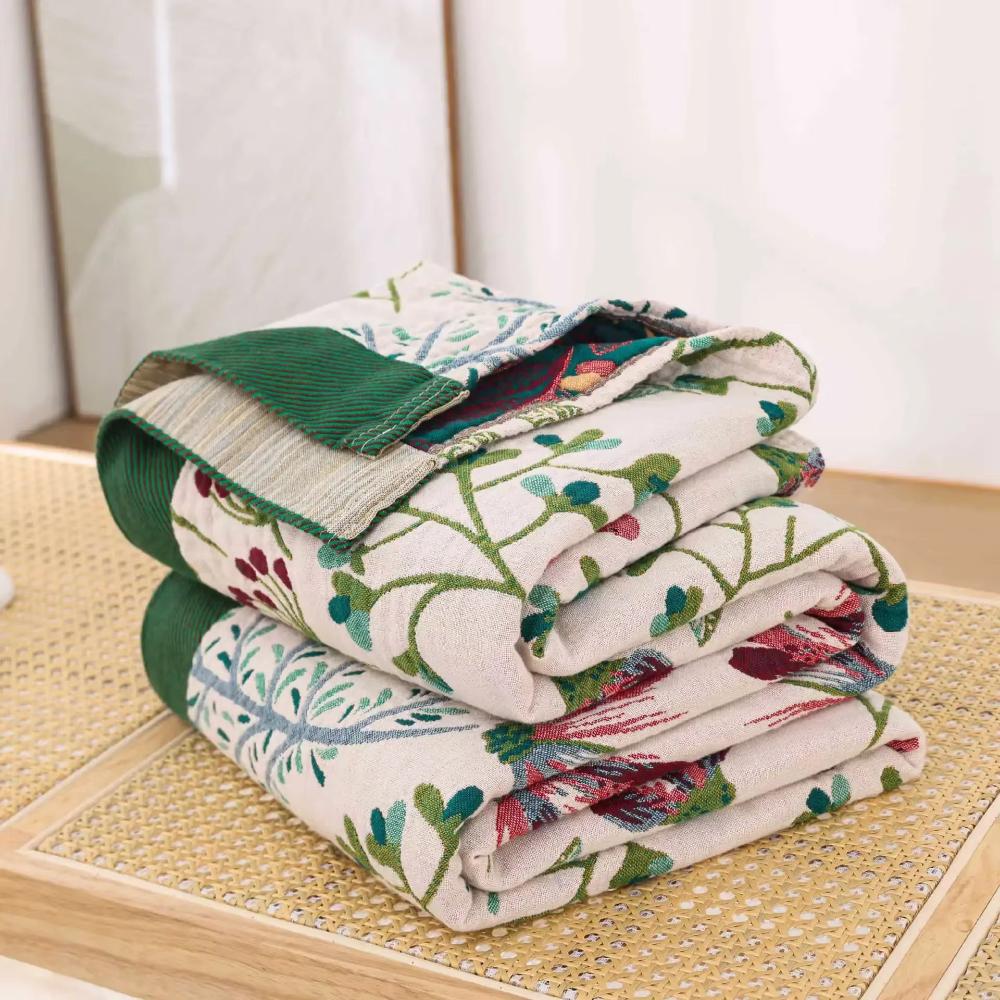 Coperta floreale di cotone morbida e leggera