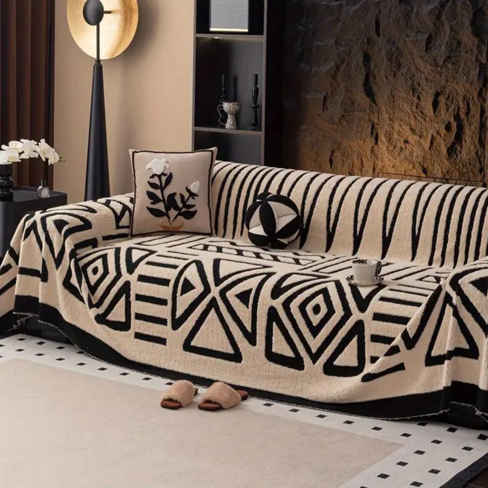 Housse de canapé géométrique moderne en mélange de coton