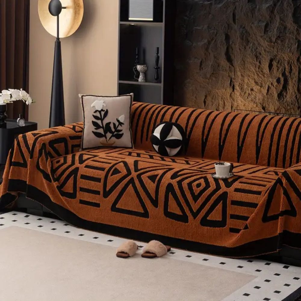 Housse de canapé géométrique moderne en mélange de coton