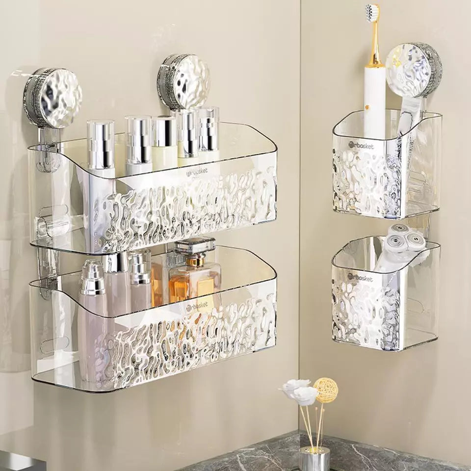 Shower Caddy Suction Acrylic Bathroom Shelves