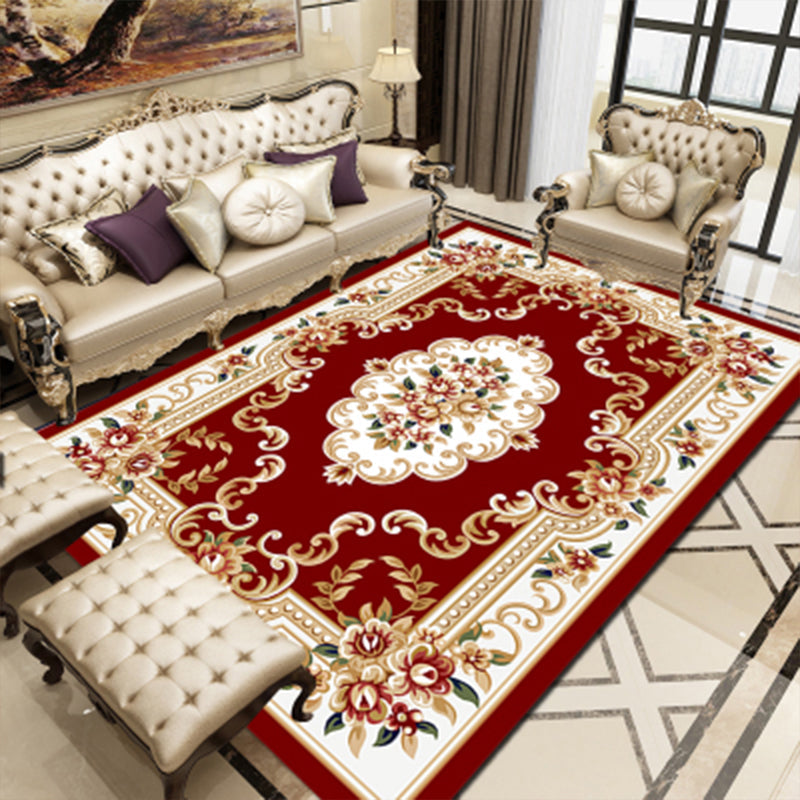 Empire Floral Area Rug Multicolor Victorian Carpet Synthetics Stain Resistant Anti-Slip Backing Pet Friendly Rug for Lounge Burgundy-White Clearhalo 'Area Rug' 'Rugs' 'Shabby Chic' Rug' 2184161