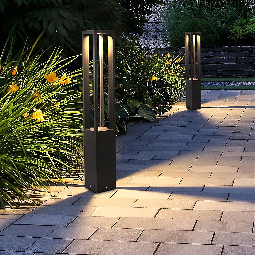 Paletto luminoso da giardino a LED per esterni in alluminio nero