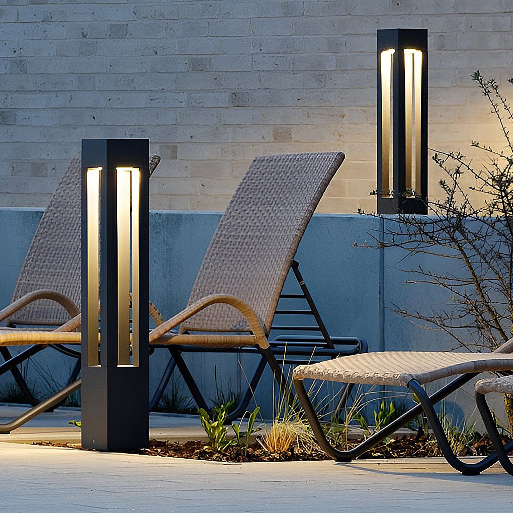 Paletto luminoso da giardino a LED per esterni in alluminio nero