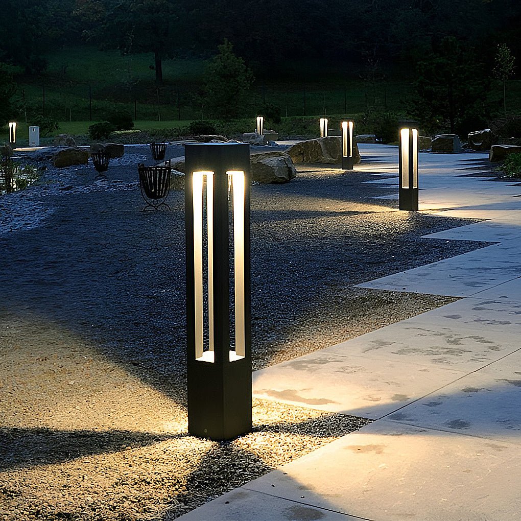 Paletto luminoso da giardino a LED per esterni in alluminio nero