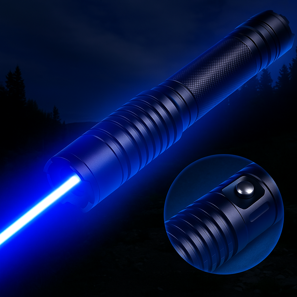 Laser-Taschenlampe mit blauem Strahl, taktische Outdoor-Taschenlampe