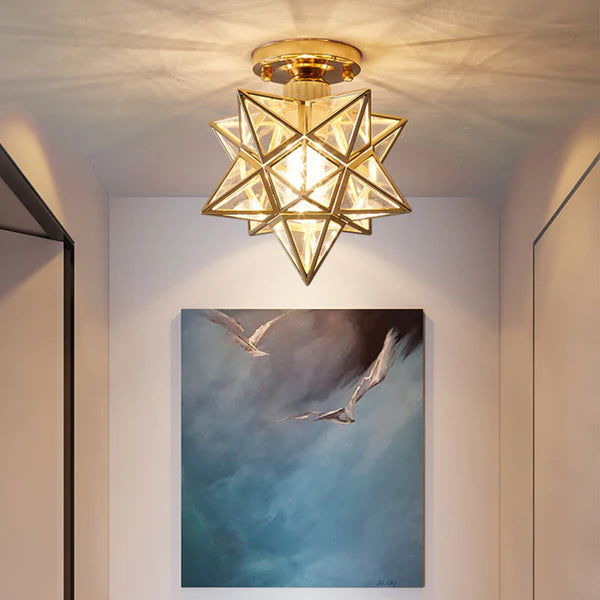 Star-Shaped Semi-Flush Mount Ceiling Light Fixture - Elegant Design for Modern Home Décor and Ambient Lighting Solutions