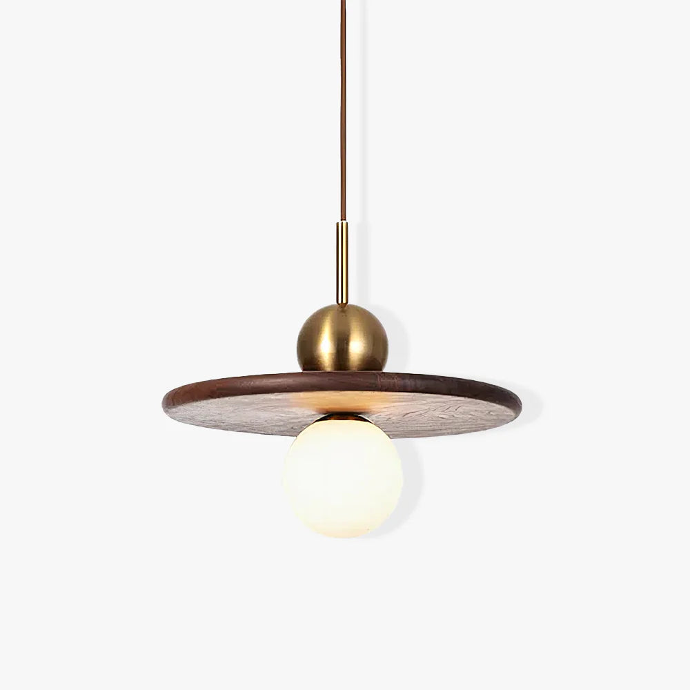 Walnut Round Creative Pendant Light - Stylish Flying Saucer Design for Modern Home Décor and Unique Illumination