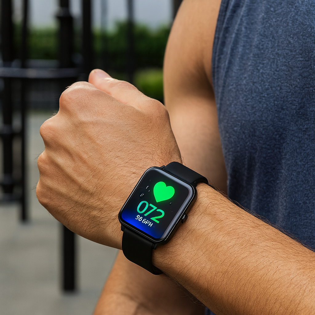 Montre intelligente noire AMOLED tracker de fitness