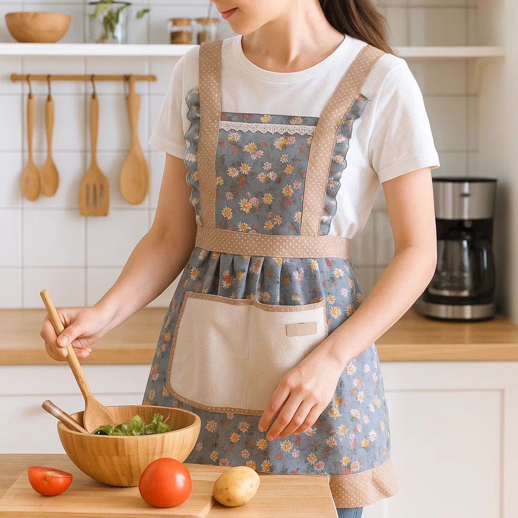 Tablier de cuisine en coton floral pour la cuisson