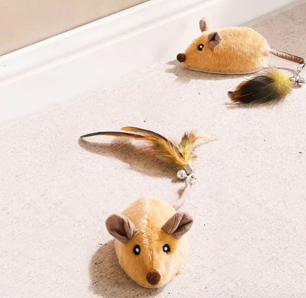 Katzenspielzeug Interaktive Plüschmaus mit Schwanz