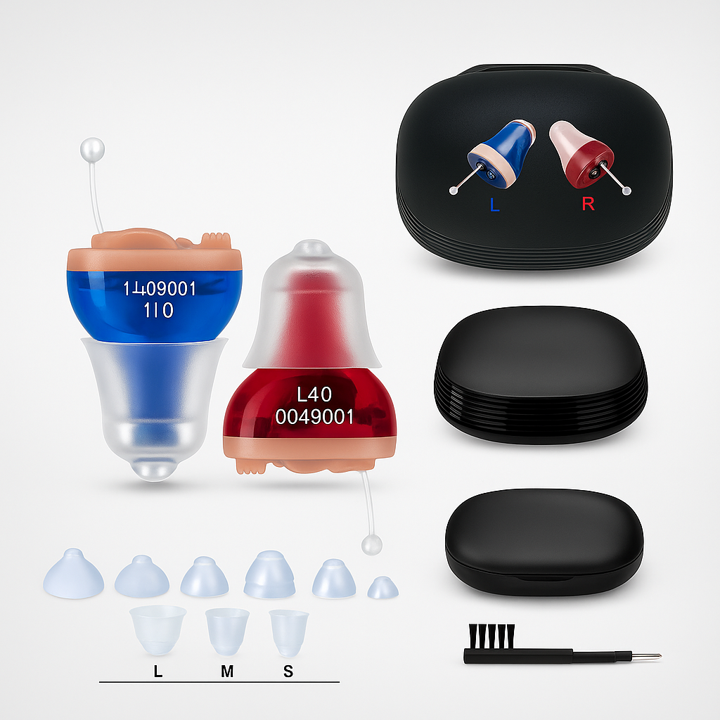 Ładowalne cyfrowe aparaty słuchowe niewidoczne dopasowanie