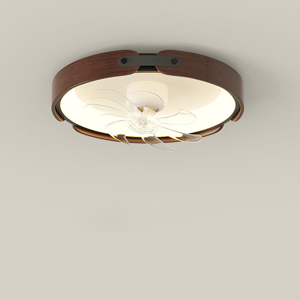 Wooden Simple Round Ceiling Fan with Integrated LED Lighting for Stylish Home Comfort and Energy Efficiency