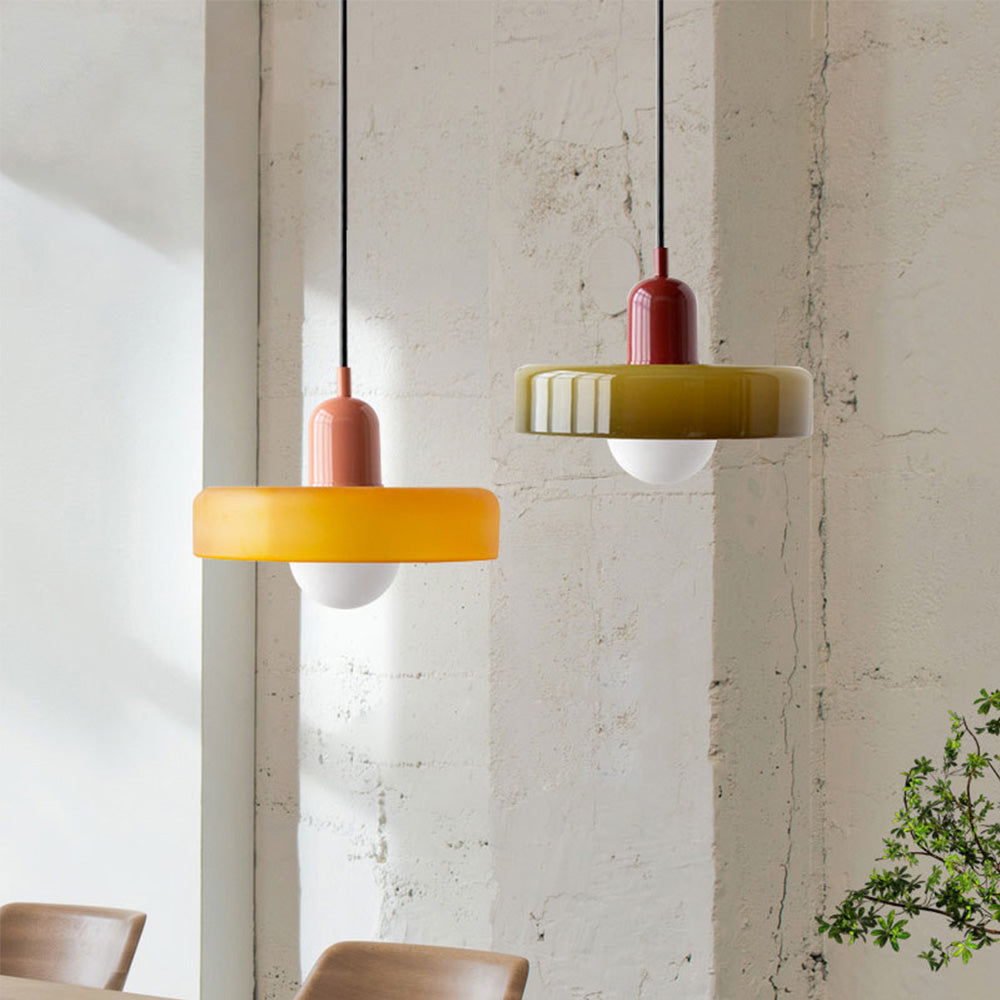 Lampada a sospensione in vetro colorato per case moderne