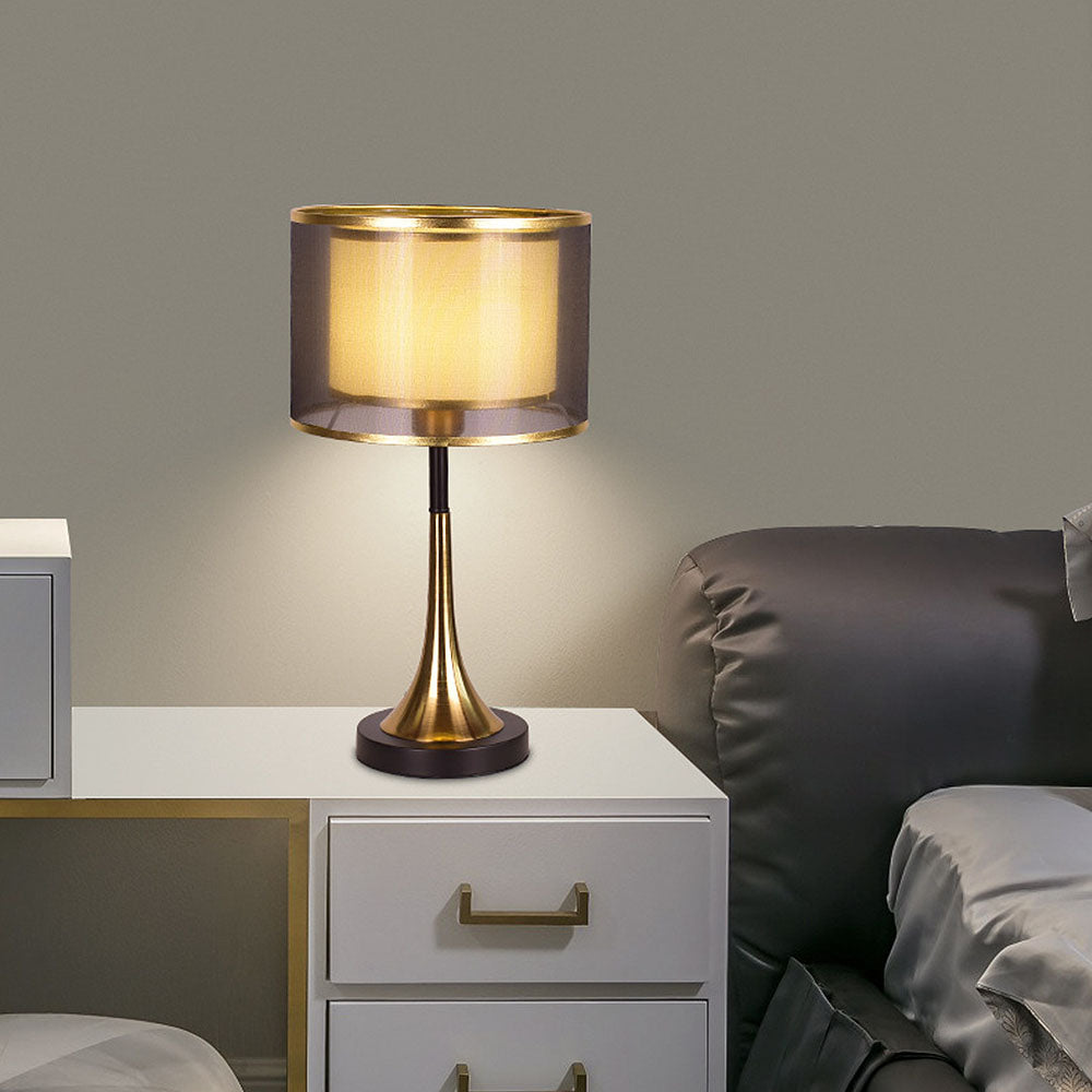 Elegant Gold Fabric Mini Table Lamp for Bedroom - Modern Design, Simple Style, Perfect for Bedside Lighting and Home Decor