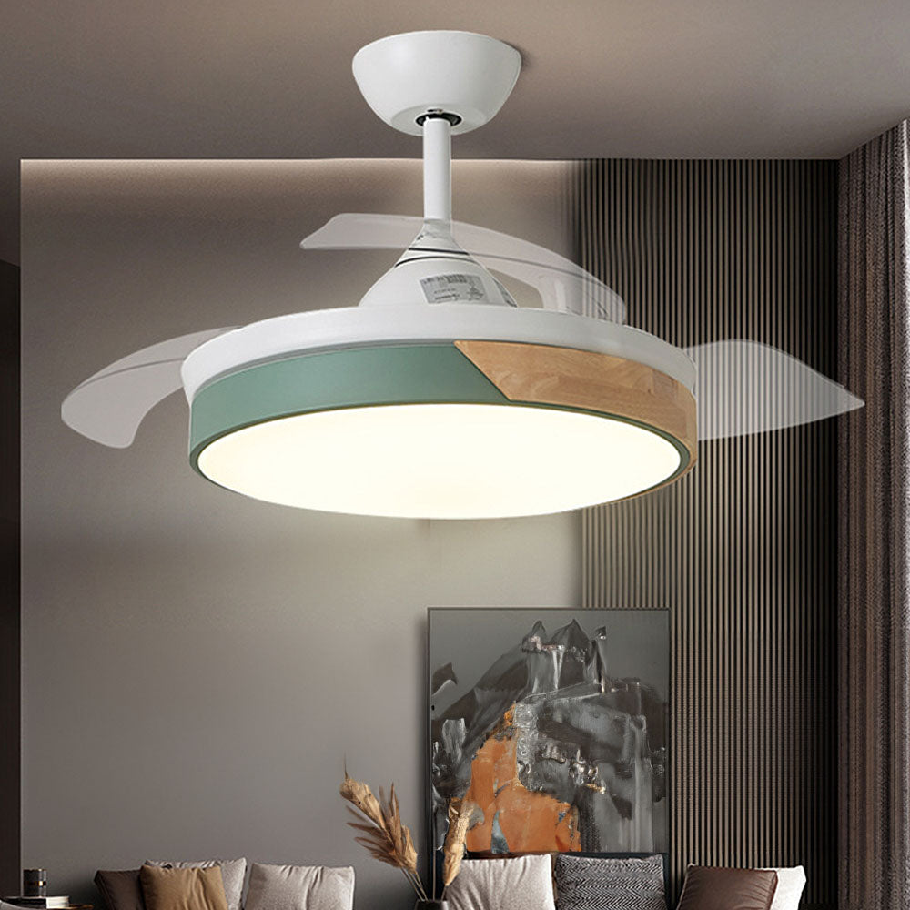 Acrylic Macaron-Inspired Ceiling Fan with Light for Restaurants - Stylish and Functional Lighting Solution