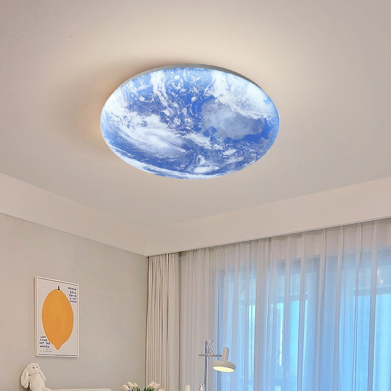 Art Deco Inspired Round LED Ceiling Light for Living Room - Elegant Moon Design for Modern Home Décor