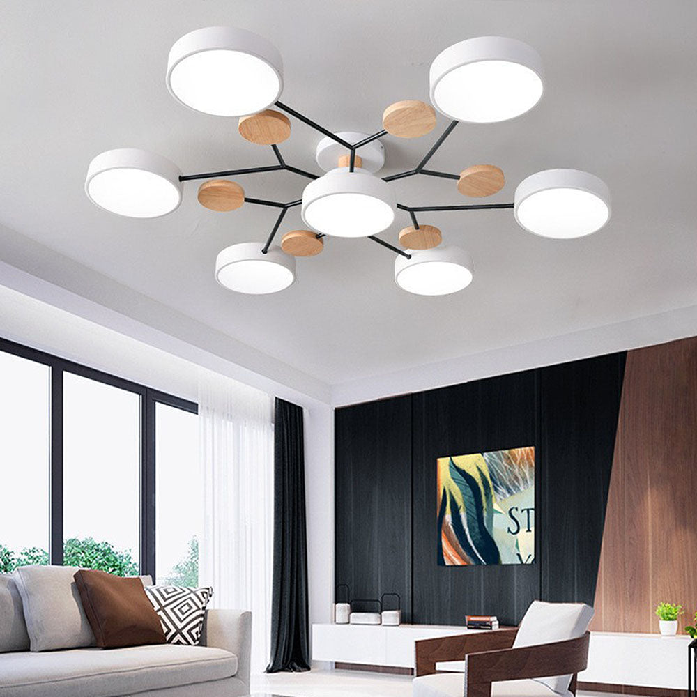 Contemporary Round Low Ceiling Light Fixture for Living Room Ambiance and Style Enhancement